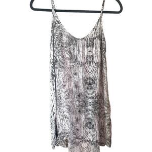 Kivari Designer Slip‎ Hi Low Rayon Aztec Black White Boho Indie Tunic Dress 8